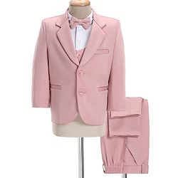 Babyhug Full Sleeves Solid Color 5 Piece Party Suit With Waistcoat & Bow -Pink