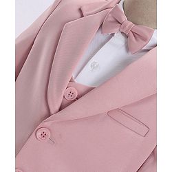 Babyhug Full Sleeves Solid Color 5 Piece Party Suit With Waistcoat & Bow -Pink