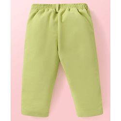 Babyhug Knit Half Sleeves Printed T-Shirt & Trouser With Waistcoat - Green
