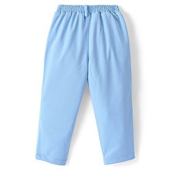 Babyhug Knitted Solid Colour Waistcoat Set With Full Sleeves Shirt- Sky Blue