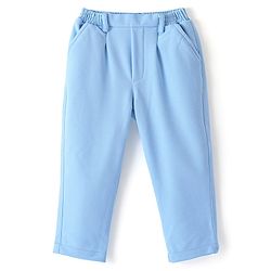 Babyhug Knitted Solid Colour Waistcoat Set With Full Sleeves Shirt- Sky Blue