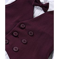 Babyhug Cotton Woven Full Sleeves   Party Suit  with Bow -  Maroon