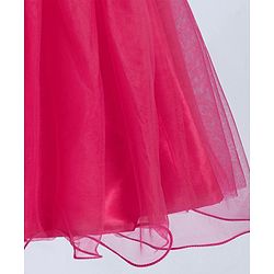 Babyhug Woven  Sleeveless Party Wear Fit and Flare Sequinned Dress with Bow Applique - Red