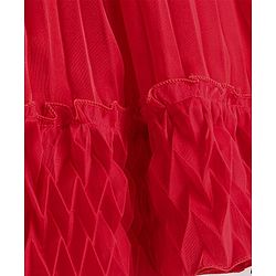 Babyhug Woven Sleeveless Fit and Flare Party Dress with Textured Fabric - Red