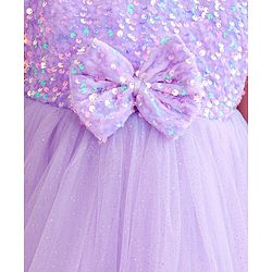 Babyhug Cap Sleeves Party Wear Gown With Lace Detail & Sequin Detailing - Lavender