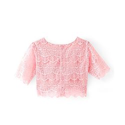 Babyhug Woven Three Fourth Sleeves Lace Detailing Top & Glittered Skirt - Peach