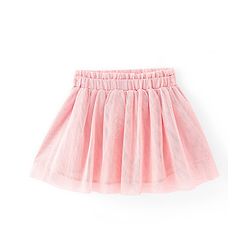 Babyhug Woven Three Fourth Sleeves Lace Detailing Top & Glittered Skirt - Peach