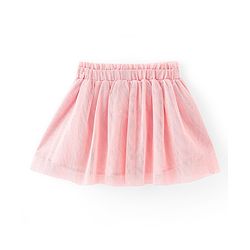Babyhug Woven Three Fourth Sleeves Lace Detailing Top & Glittered Skirt - Peach