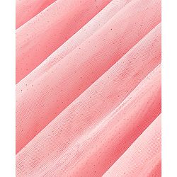 Babyhug Woven Three Fourth Sleeves Lace Detailing Top & Glittered Skirt - Peach