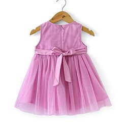 Babyhug Sleeveless Fit & Flared Party Frock with Sequin Detailing Floral Applique - Pink