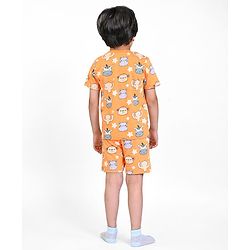 Babyhug Single Jersey Half Sleeves Night Suit Zebra Print - Orange