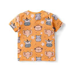 Babyhug Single Jersey Half Sleeves Night Suit Zebra Print - Orange