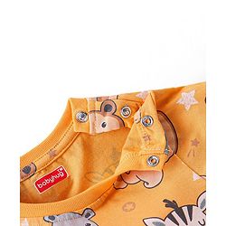 Babyhug Single Jersey Half Sleeves Night Suit Zebra Print - Orange