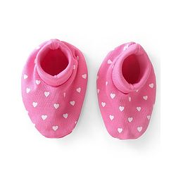 Babyhug 100% Cotton Mittens & Booties Heart Print - Pink