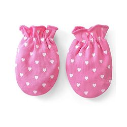 Babyhug 100% Cotton Mittens & Booties Heart Print - Pink