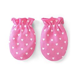 Babyhug 100% Cotton Mittens & Booties Heart Print - Pink