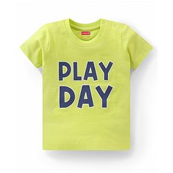 Babyhug Single Jersey Knit Half Sleeves Night Suit Text Print - Green & Navy Blue