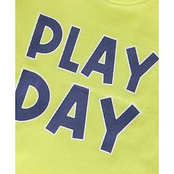 Babyhug Single Jersey Knit Half Sleeves Night Suit Text Print - Green & Navy Blue