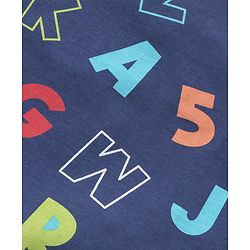 Babyhug Cotton Knit Half Sleeves Night Suit with Alphabet & Number Print - Navy Blue