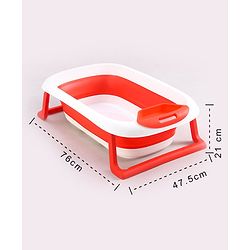 Babyhug Foldable Baby Bath Tub with Soap Space - Red