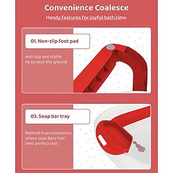 Babyhug Foldable Baby Bath Tub with Soap Space - Red