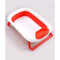 Babyhug Foldable Baby Bath Tub with Soap Space - Red