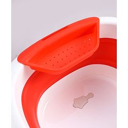 Babyhug Foldable Baby Bath Tub with Soap Space - Red