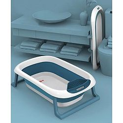 Babyhug Foldable Baby Bath Tub with Soap Space - Blue