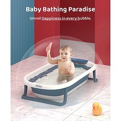 Babyhug Foldable Baby Bath Tub with Soap Space - Blue