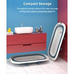 Babyhug Foldable Baby Bath Tub with Soap Space - Blue