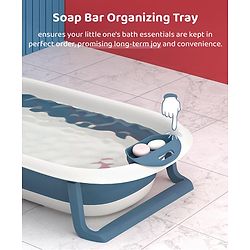 Babyhug Foldable Baby Bath Tub with Soap Space - Blue