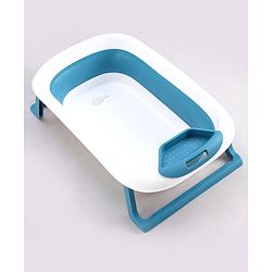Babyhug Foldable Baby Bath Tub with Soap Space - Blue