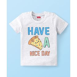 Babyhug Cotton Knit Half Sleeves Night Suit Pizza Print - White & Blue