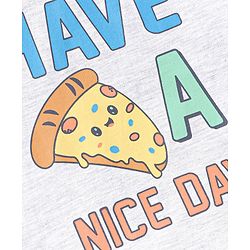 Babyhug Cotton Knit Half Sleeves Night Suit Pizza Print - White & Blue
