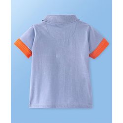 Babyhug Cotton Knit Half Sleeves Polo T-Shirt with Cut & Sew Design & Graphics Print and Embroidery Detailing - Multicolour