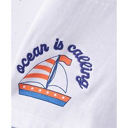 Babyhug Cotton Knit Half Sleeves Polo T-Shirt with Cut & Sew Design & Graphics Print and Embroidery Detailing - Multicolour