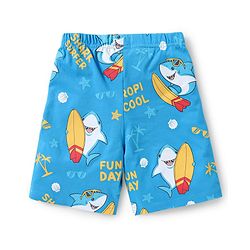 Babyhug Cotton Knit Half Sleeves Fish Printed Night Suit - Yellow & Blue