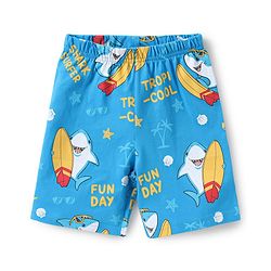 Babyhug Cotton Knit Half Sleeves Fish Printed Night Suit - Yellow & Blue