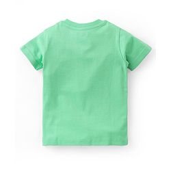 Babyhug Cotton Knit Half Sleeves Night Suit With Animal Print - Green & Blue