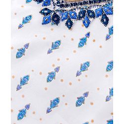 Babyhug Sleeveless Printed Choli Lehenga Set with Dupatta Embroidery Detailing - White