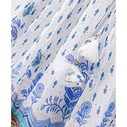 Babyhug Sleeveless Printed Choli Lehenga Set with Dupatta Embroidery Detailing - White