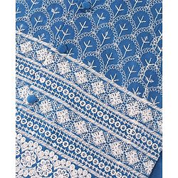 Babyhug 100% Cotton Woven Full Sleeves Kurta & Pyjama Set With Mirror Embroidered Jacket - Navy Blue