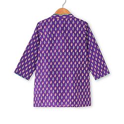 Babyhug 100% Cotton Woven Full Sleeves Kurta & Dhoti Set With Ikkat Print -Purple