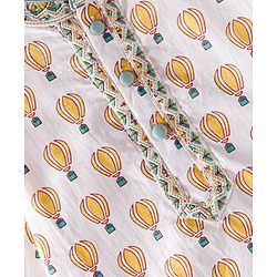Babyhug Cotton Full Sleeves Hot Air Balloon Printed Kurta & Dhoti Set - White