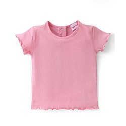 Babyhug Single Jersey Knit Floral Printed Dungaree with Half Sleeves Inner Tee - Pink & White