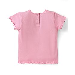 Babyhug Single Jersey Knit Floral Printed Dungaree with Half Sleeves Inner Tee - Pink & White