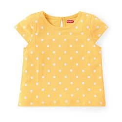 Babyhug Cotton Knit A-Line Cap Sleeves Tops With Polka Dots & Cupcake Graphics Pack of 3 - Pink & Yellow