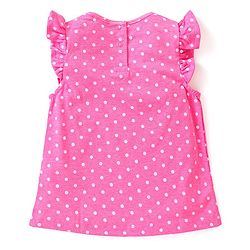 Babyhug Single Jersey Knit Pineapple Printed Dungaree with Frill Sleeves Inner Tee - Pink & Multicolor