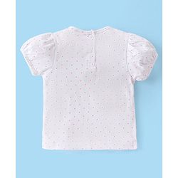 Babyhug 100% Cotton Knit Single Jersey Dungaree & Half Sleeves T-Shirt With Floral  Print - White & Blue