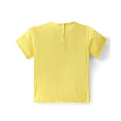 Babyhug Single Jersey Knit Fruits Printed Dungaree with Half Sleeves Inner Tee - Pink & Yellow